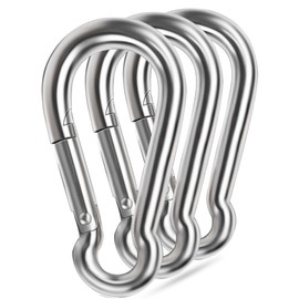 Large Spring Snap Hooks, 304 Stainless Steel Carabiner Clip Heavy Duty Rope Connector Link Buckle 1/2 3/8 Clip for Gym Equipment Hammock Swing (5.5inch(M12)-3Pcs)