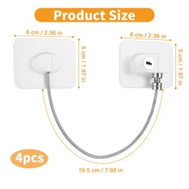 Child Lock, Pack of 4 Window Locks, Fridge Lock, Window Lock for Fridge Cupboard, with Bring Four Keys, for Fridge Lock for Cupboards, Drawers, Windows (White)