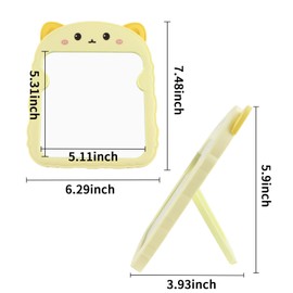 TBWHL Cute Desk Mirror Cartoon Cat Mirror for Desk, Desktop Mirror with Stand for Girls, Kids, Hanging Mirror for Bedroom, Bathroom