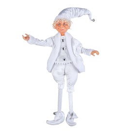 STP GOODS Christmas Decor Collectible Doll 16" Figurine for Home Decor & Holiday Posable Elf Indoor Christmas Decoration (White)