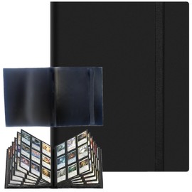 Trading Card Album Binder 9 Pocket,20 Sleeves 450 Cards with Elastic Strap Prevent Fits Card from Falling,Cards Holder Album Folder for Game,Baseball,Soccer,Basketball (Black)