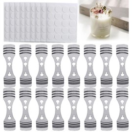 20pcs Candle Wick Holder, 180pcs Candle Wick Stickers, Silver Stainless Steel Candle Wick Centering Devices, Candle Making Supplies for Candle Making, Candle DIY