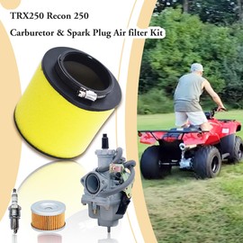 TRX 250 Carburetor Fits for Honda Recon 250 TRX250 TRX250EX TM TE 1997-2007 ATV with Air Filter Spark Plug Carb Tune Up Kit