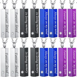 16 Pieces Urn Necklace for Ashes for Human Cremation Jewelry for Ashes Square Small BarKeepsake Pendant for Women Men Loved OnesColor: 16pcs Pendant Necklace, Design: Square column