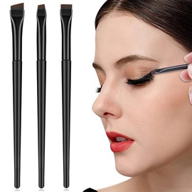 ZYBHMJE 3 Pcs Eyeliner Brush Kit Flat & Fine Angled Eyeliner Brush Slanted Angled Brow Brush Angled & Flat Eyeliner Eyebrow Concealer Brush Makeup Tools for Eyeshadow Eyebrow Cosmetics