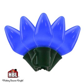 Holiday Bright Lights C7 LED Light Bulbs - 25 Opaque Blue Bulbs, Dimmable Indoor/Outdoor Patio String Lights Porch Decor