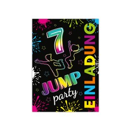 Limonia 8 Invitation Cards for 7th Children's Birthday Party Theme Jump Party Trampoline Neon Celebration Party Invitation Set Birthday Girls Children Boys Boys Teens