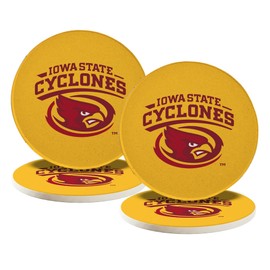 Desert Cactus Iowa State University Circle Ceramic Coasters 4 Pack ISU Cyclones Absorbent Drink Coasters with Cork Backing (Design C)