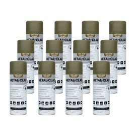 METAL-CLAD Paints For Industry Industrial Enamel, Aerosol Spray Paint - Steel Metal Iron Machinery - Case of 12 (Army Drab) 7-S-7794CS