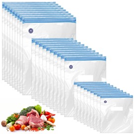 30 Vakuumbeutel Lebensmittel, Wiederverwendbare Vacuum Bags mit Ventil Reißverschluss, Bpa Frei für Sous Vide, Vakuumversiegelte Beutel für Lebensmittelaufbewahrung, Vakuumbeutel Set, 3 Größen
