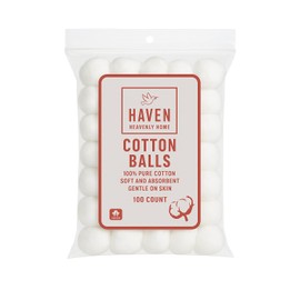 Premium Ultra Soft Cotton Balls (100 Count), Super Absorbent, Gentle for Beauty, Skincare, Biodegradeable, Hypoallergenic, 100% Pure