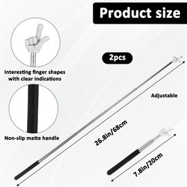 Lnngub 2 Pcs Finger Pointer Stick,Telescopic Teachers Pointer Presentation Stick Mini Extendable Hand Pointing Finger Sticks for School Classroom Teachers Presentation,Black