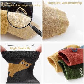 Camilife 5 Pairs Baby Toddler Kids Boys Girls Cotton Socks Set Baby Socks Soft Cute and Lovely - Striped, 14 kitten patterns, 0 - 12 months