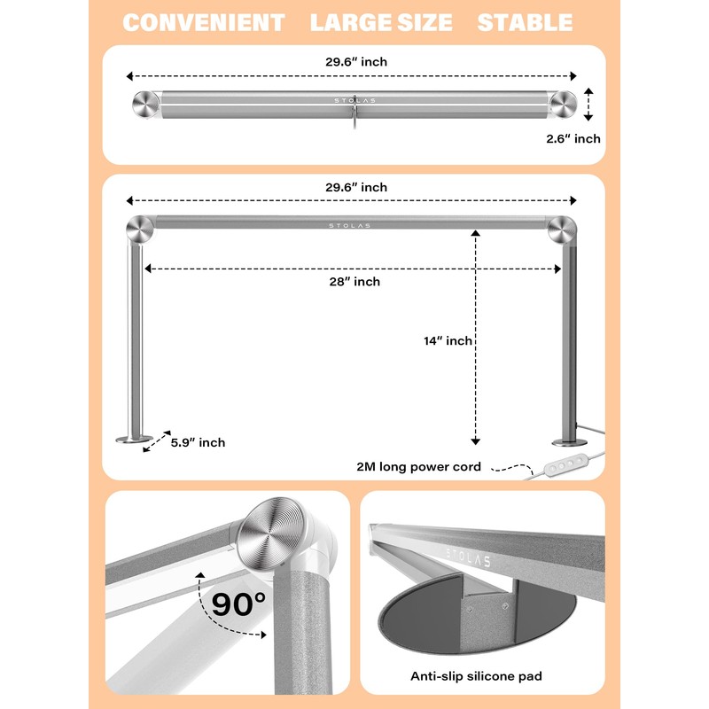 STOLAS Half Moon Light for Nail Desk with Phone Holder,