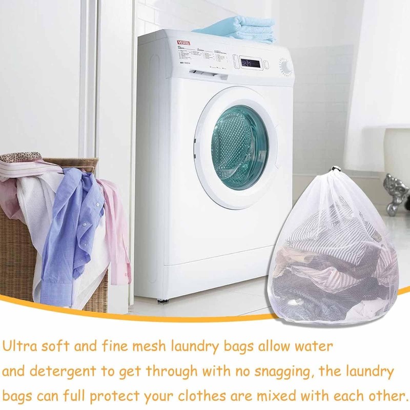 1 Pcs Drawstring Mesh Laundry Bag Durable Fine Mesh Washing