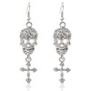 Silver Earrings Cool Gothic Punk Style Skull Cross Shaped With