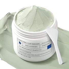 Clay Mask for Face & Sensitive Skin: Triple Mud Formula Deep Cleans Pores Reduces Acne Balances Oil & Improves Texture - 3.88 Oz
