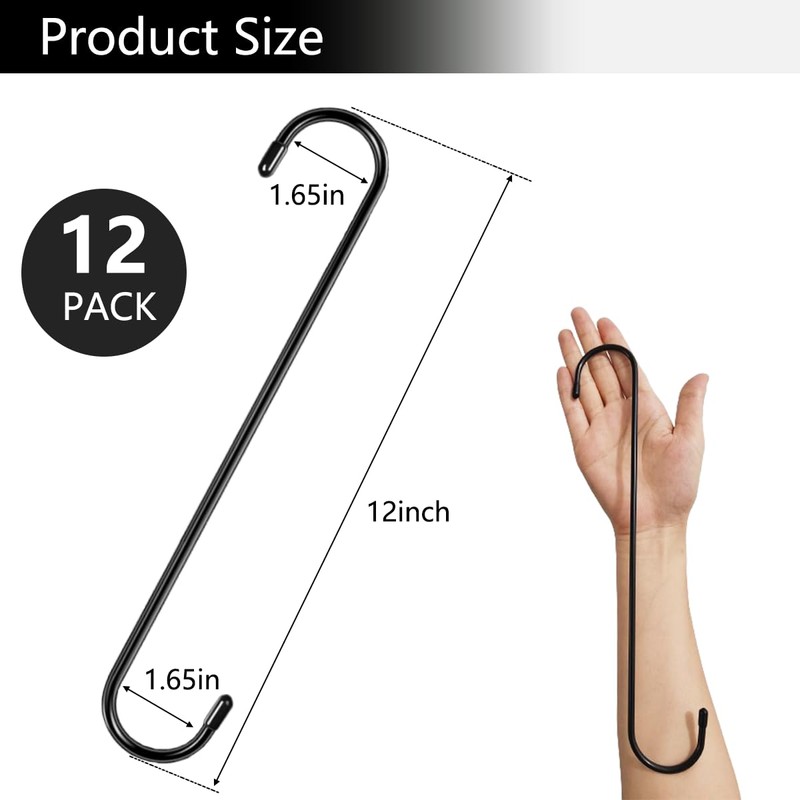 Belit 12 Pack Heavy Duty S Hooks for Hanging, 12