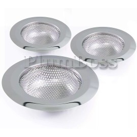 Plumboss Kitchen Sink Basket Strainer Drain Replacement Stainless Steel Large Rim 3 pack
