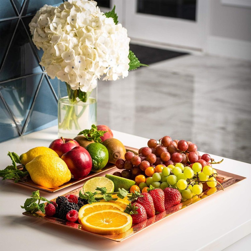Copper Hammered Trays - Rose Gold Serving Tray and Platters