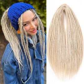 Leeven 24 Inch Blonde Double Ended Dreadlock Extensions 10 Strands Reggae Braids Locs Synthetic Hippie 0.6 Width Soft Dreads Crochet Hair Extension /613#