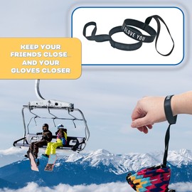 GloveCuff Ski Snowboard Winter Glove Safety Strap - Elastic Wrist Leash Glove Strap Adult Unisex Mitten Handcuff Straps for Ski Glove Wrist Strap for Men, Women, Skiing Snowboarding Ski Accessories