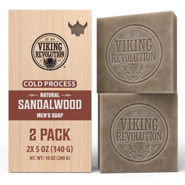 VIKING REVOLUTION Viking Revolution - Bar Soap - Sandalwood Soap - Soap Bar with Essential Oils Cold Pressed - Mens Soap with Coconut Oil, Shea Oil, Almond Oil - 2 Pack, 140 g Each