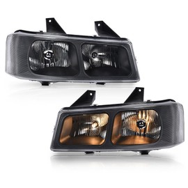 PIT66 Headlights Headlamps w/Bulbs LH&RH Side Compatible with Chevy Express 1500 2003-2014/2500 3500 2003-2023，Fit GMC Savana 1500 2003-2014/2500 3500 2003-2023，Clear Lens Black Housing