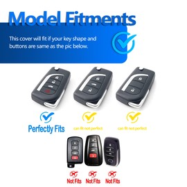 for Toyota Key Fob Cover with Diamond Keychain, Soft Case Compatible with Avalon Camry Corolla Fortuner Highlander Levin RAV4 Sequoia Sienna Tacoma Tundra Yaris 4-Button Smart Key