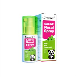 Cleanote Saline Nasal Spray with Peppermint for Adults & Kids (60ml)-Moisturizes Dry Nose,Clean Nasal Passage，Sinus Relief，Refresh