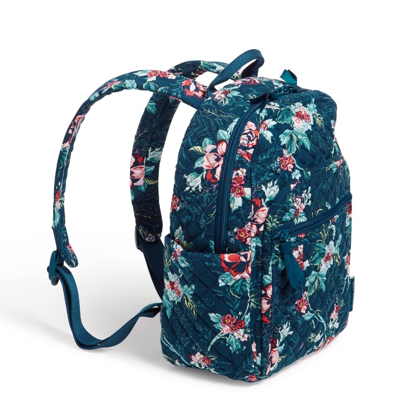 Vera Bradley Women's Small Cotton Backpack Bookbag, Rose Toile -