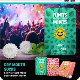 Flintts Mints After Party Pack – Sugar Free Mouthwatering Mints for Dry Mouth Relief & Freshness – Vegan Oral Health Support with Sparkle Effect – Pocket Travel Saliva Substitute, Lozenges Alternative