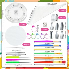 Kit de decoración de galletas, 56 piezas, incluye tocadiscos de acrílico para galletas, brochas de decoración de galletas, bolsas de agujas, puntas de glaseado para decoración de pasteles de galletas