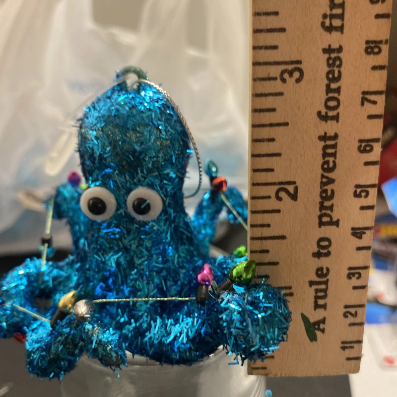 Holiday Time Teal Glitter Octopus Ornament, 3 in, by Holiday