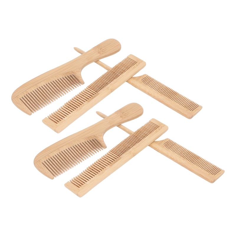6pcs Bamboo Hair Comb Set for Barber Anti Static Heat