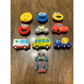 Sesame Street, Bus/Ambulance, Robot 10 pcs Shoe Charms Bracelet Charms