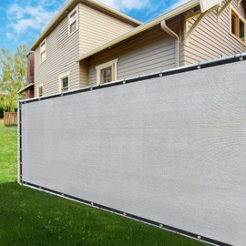 ShadeMart 5' x 128' Fence Privacy Screen Grey Heavy Duty 170 GSM Fencing Mesh Shade Net with Grommets & Zip Ties, 90% Blockage Fence Screen for Balcony Yard Outdoor Garden Pool (We Customize Size)