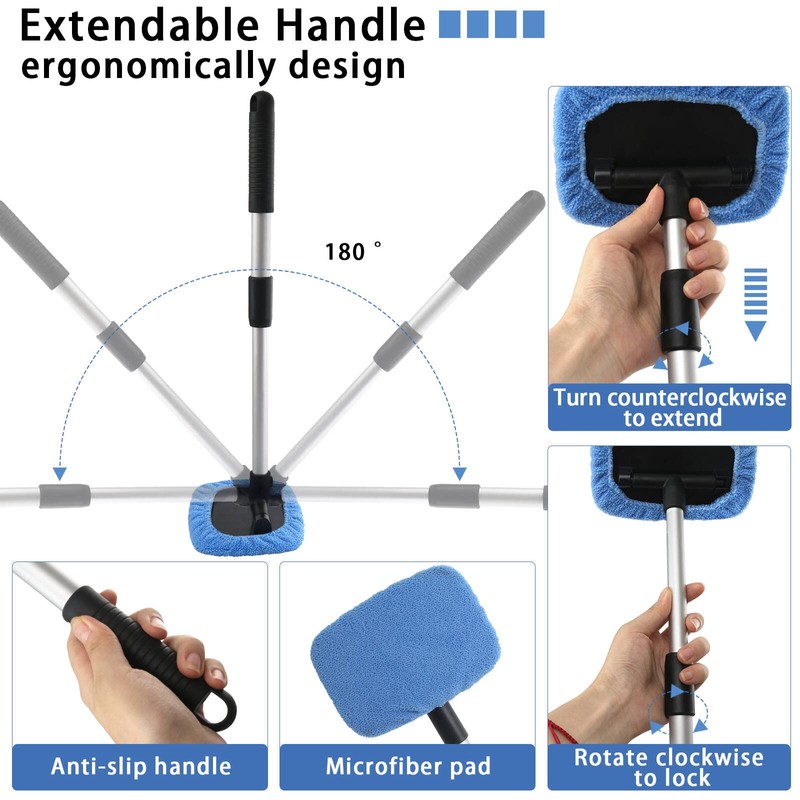 5 PCS Windshield Cleaning Tools, 18 inch Microfiber Car Window