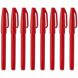 Pentel Original Sign Pen S520 Fibre Tip Marker Pens Colour Fineliner - 2mm Nib 1mm Line Width - Pack of 8 (Red)