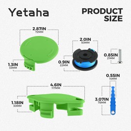 Yetaha 29092 29252 String Trimmer Blade Replacement Spool Compatible with Greenworks 21302 21332 21342 20V 24V 40V 16ft 0.065” Single Line String Trimmer with 3411546A-6 Cap Covers Parts, 21 Pack