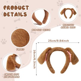 Dog Ears Headband Fluffy Animal Ears Hairband Brown Dog Costume