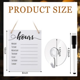 Threehoney 3 Pcs Dry Erase Store Hours Sign Set Include 8 x 10 Inch Erasable Business Hours Sign with Rope Dry Erase Maker and Suction Cup Store Hours Sign for Cafe Restaurant Outside Window Door