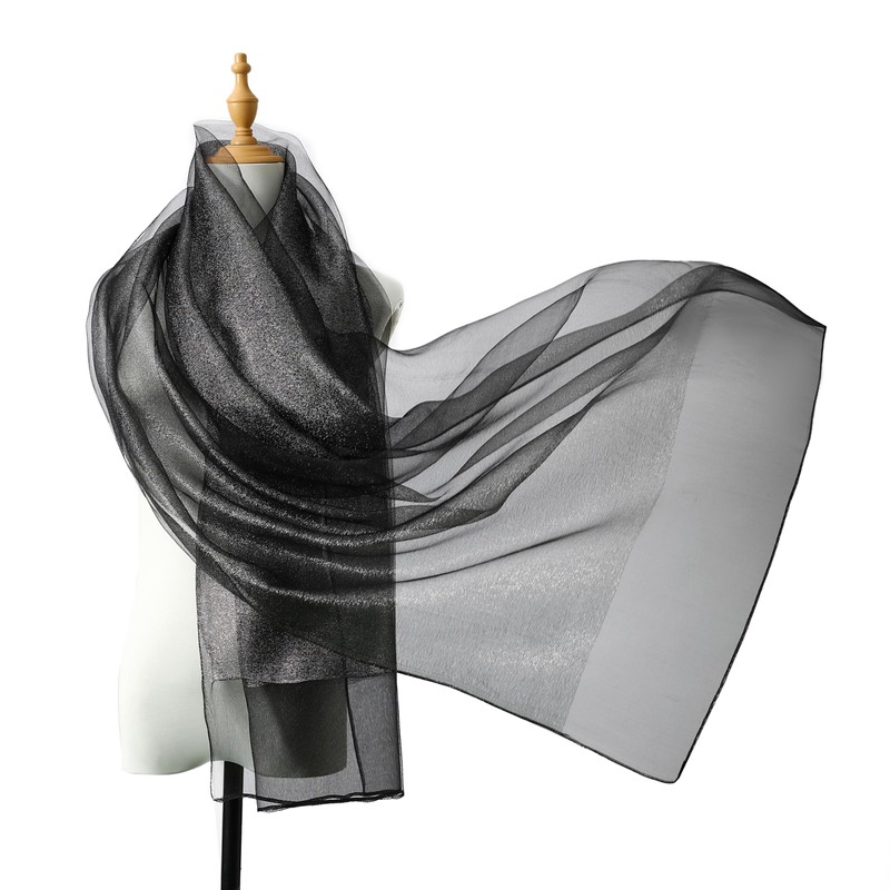 STARWHISPER Women's Sparkle Silk Scarf Shawl Wrap for Evening Dress