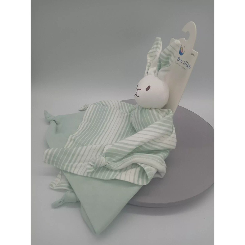 Under the Nile Organic Cotton White/Pale Green Bunny Rabbit Lovey