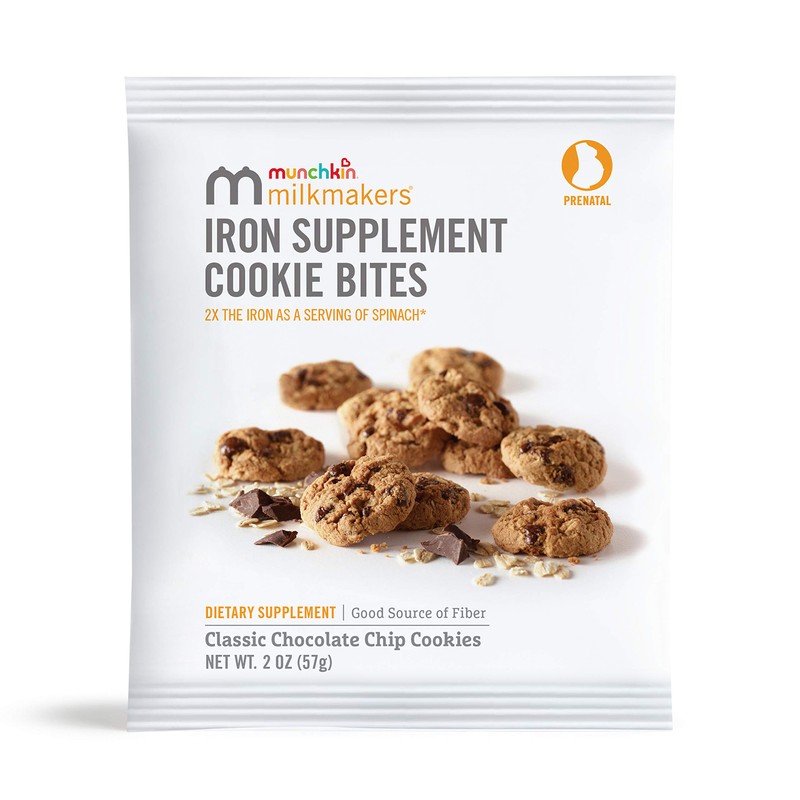 Munchkin Milkmakers Prenatal Iron Supplement Cookie Bites, Chocolate Chip, 6