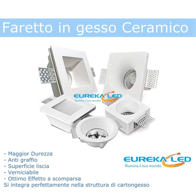 Door in ceramic plaster recessed spotlight square slim for suspended