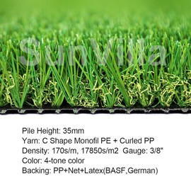 SunVilla 6'X12' Artificial Grass Realistic 【 Customized Sizes 】 Grass Height 1 3/8" Indoor/Outdoor Artificial Grass/Turf Many Sizes 6FTX12FT (72 Square FT)
