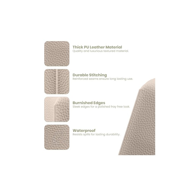 Caja de pañuelos de Cuero (Classic-Textured Beige, 1 Pack)