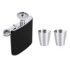 Stainless Steel Hip Flask Black Leather Funnel with Two Wine