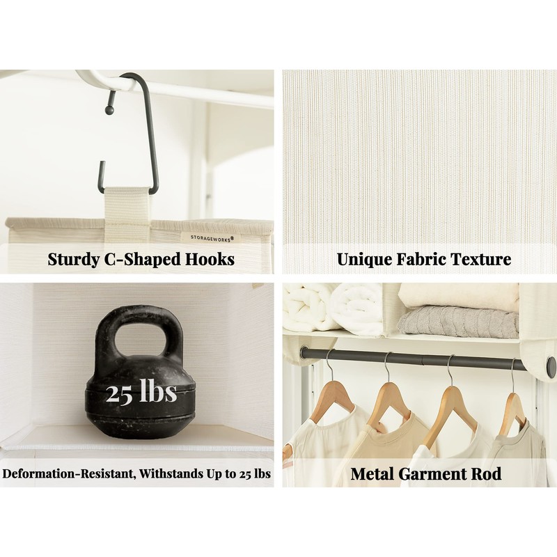 StorageWorks Hanging Closet Organizer with Garment Rod, 4 Section Closet
